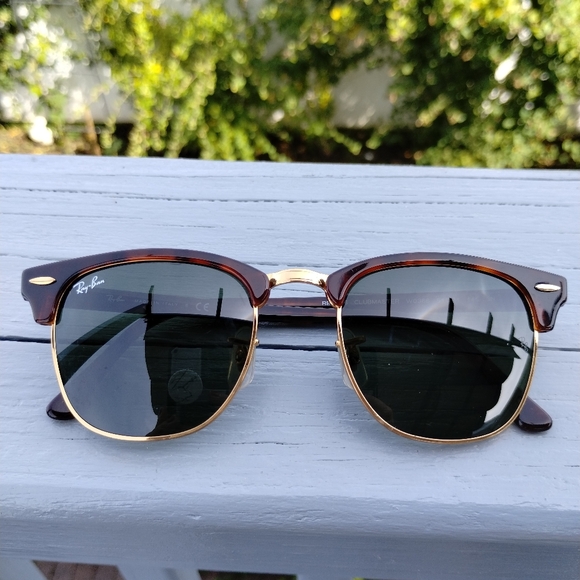 Ray-Ban Clubmaster with Brown and Gold Details - Picture 1 of 13